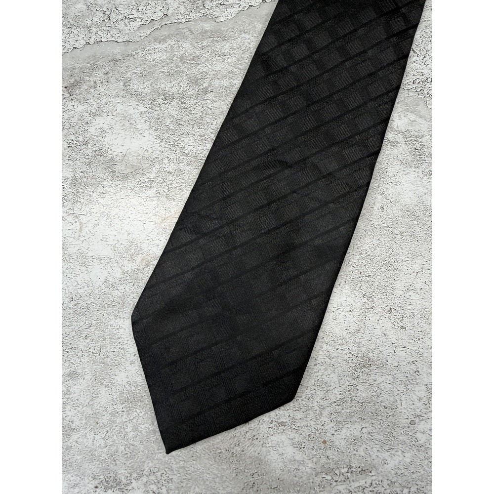 Umberto Frasi Tie Mens One Size Black Plaids & Checks Polyester Woven Classic